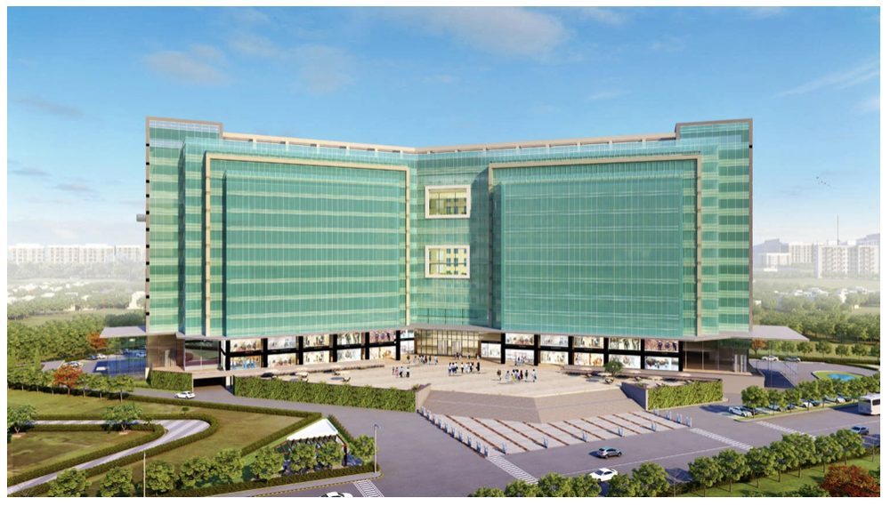 Front architectural render of Hans Business Park